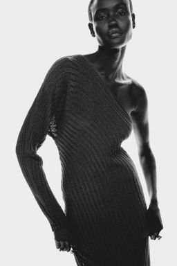 Vestido metalizado de un hombro - H&m фото 3