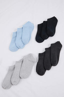 Mavi-Cok Renkli 12li Duz Jakar Orme Corap TEDAW25CO00002