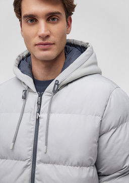 Kapusonlu Gri Sisme Mont - Mavi фото 5