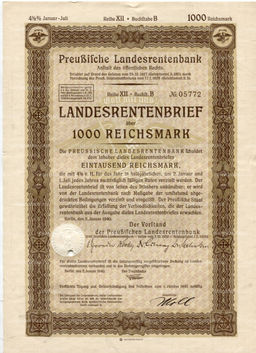 Облигация 4,5% 1000 рейхсмарок 1940 года Германия