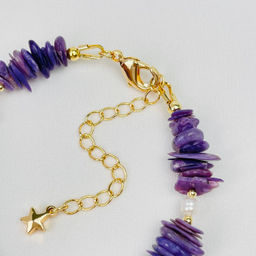 Браслет из Чароита и Жемчуга 16 см + - Радуга самоцветов фото 4