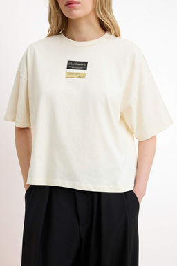 Ekru Boxy K?sa Kollu Tok %100 Pamuk Orme T-Shirt TWOSS26TS00122 - Trendyolmilla фото 3