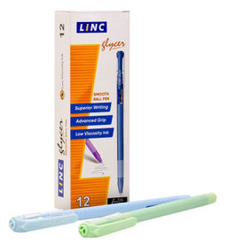 Ручка шариковая Linc Glycer Fancy colors синяя 0,7 мм, ассорти круглый корпус, грип, иголь...