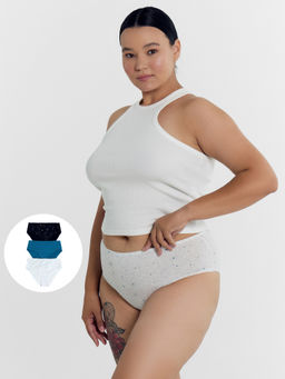 Цена за 2 штуки! Трусы женские макси мультипак (3 шт.) серые в звездочки