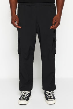 Trendyolmilla Man Siyah Jogger Teknik Parasut Kumas Buyuk Beden Pantolon TMNAW24AR00001