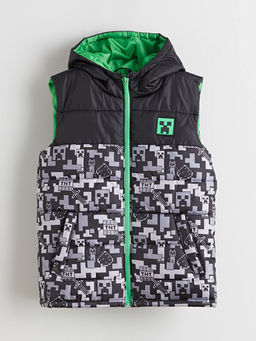 Kap??onlu Minecraft Bask?l? Erkek ?ocuk ?i?me Yelek