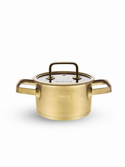 Кастрюля с крышкой 1,8л золотой нержавеющая сталь