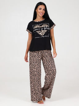 863 ДОМАШНИЙ КОСТЮМ (брюки) (Бежевый леопард)