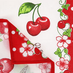 Салфетка хозяйственная 34х60см "Серия "Вишня" , рогожка, хлопок 100%, плотность 171г/м2, без упаковки, "Домашняя мода" (Россия)