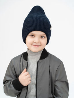 Шапка вязаная темно-синияя Ш-113 (52-54)
