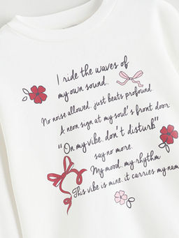 Bisiklet Yaka Bask?l? K?z ?ocuk Kal?n Sweatshirt - Waikiki фото 2