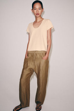 PANTAL?N MEZCLA LINO ZW COLLECTION / Camel medio - Zara фото 2