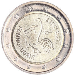 Монета 2 евро 2021 года Эстония Финно-угорские народы