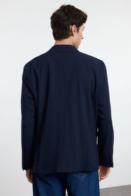 TRENDYOL MAN Lacivert Regular Fit Dusuk Omuz Genis Kal?p Dokuma Klasik Blazer Ceket TMNAW25BC00002 - Trendyolmilla фото 6