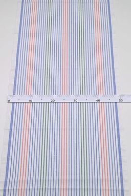 Холст полотенечный Полоска цв.синий/красный/зеленый, ш.0.5м, лен-30%, хлопок-70%, 140гр/м.кв - Купава фото 2