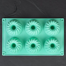 Форма для выпечки 6 ячеек силиконовая/ KJ-546 /уп 144/27,5*17/d=7/h=3/0.115/мятный - Галеонтрейд фото 3