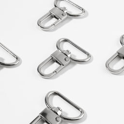 Цена за 2 шт. Карабин металлический, 42×30 мм / 25×2.5 мм, 5 шт., цвет серебряный