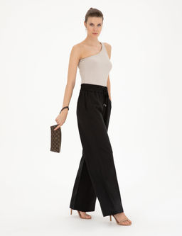 Siyah Y_ksek Bel Wideleg Pantolon