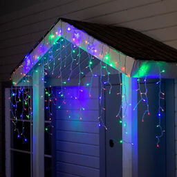 Гирлянда «Бахрома» 3×0.9 м, IP44, УМС, прозрачная нить, 232 LED, свечение мульти, 220 В