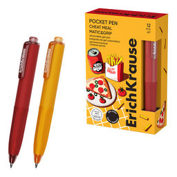 АКЦИЯ Цена за 12 шт. Ручка гелевая автоматическая ErichKrause Poсket Pen Matic&Grip Cheat Meal 0.5, цвет чернил черный (в коробке по 12 шт.)