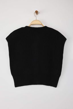 Siyah Yumusak Dokulu Basic Genis Kal?p Triko Yelek TWOAW26YE00011 - Trendyolmilla фото 6