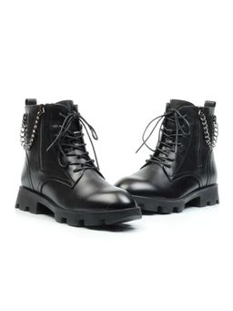01-CYL94-D1 BLACK Ботинки демисезонные женские (натуральная кожа, байка)