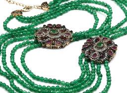 Колье нити из самоцветов с цирконами, 65см