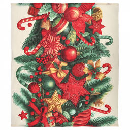 Салфетка хозяйственная 50х60см "Рождественские сладости", вафельное полотно, хлопок 100%, плотность 245г/м2, без упаковки, "Домашняя мода" (Россия)