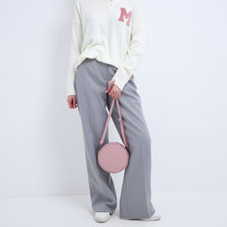 Сумка женская круглая из искусственной кожи, 18×18 см, розовая