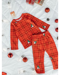 Набор дет.(пижама),цвет Красный(алый) Елка-Снеговик, 100% х/б