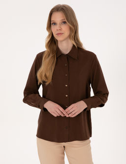 Koyu Kahverengi Comfort Fit Uzun Kollu G_mlek