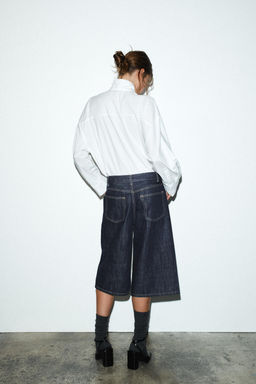 TRF MID-WAIST DENIM JORTS BERMUDA SHORTS - Zara фото 5