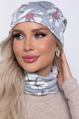 Комплект шапка и снуд (цветы/серебро) ШС09 - Lt collection фото 3