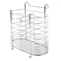 Подставка хромированная для столовых приборов 15,5х7,5х18,5см, на рейлинг (Китай)