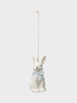 Подвеска декоративная, 7 см, фарфор P, молочная, Кролик с бантом, White Rabbit - Anna lafarg фото 5