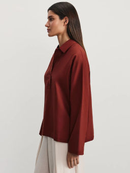 Рубашка свободного кроя из хлопка и льна / Zarina  фото 4