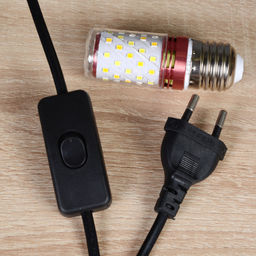 Настольный светильник Чёрный плафон Деревянное основание E27 /Размер: 220мм*450мм С лампой светодиодной 6Вт Тёплый-нейтральный-холодный /уп 10/ - Галеонтрейд фото 6