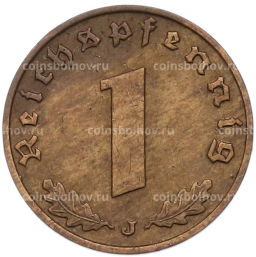 Монета 1 рейхспфенниг 1938 года J Германия
