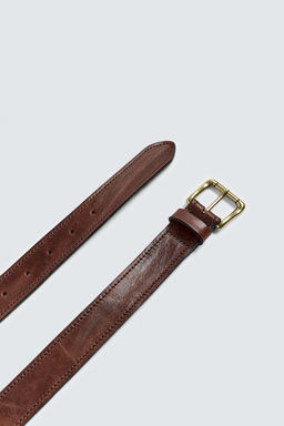 VINTAGE-EFFECT LEATHER BELT - Zara фото 4