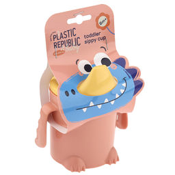 Lalababy Поильник детский пластмассовый Play with Me Hello, Dino! 270мл, 11х9,3х11,7см, персиковая карамель (Россия) - Домашняя мода фото 5