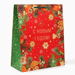 Цена за 2 шт. Пакет подарочный новогодний С новым годом!, 26?32?12 см - Simaland фото 3