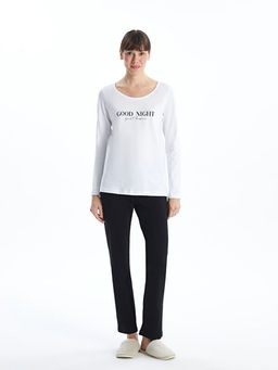 Bisiklet Yaka Bask?l? Kad?n Pijama Tak?m?