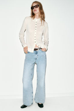 Z1975 LOOSE MID-WAIST PAINT-EFFECT JEANS - Zara фото 10