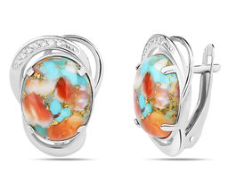 Серьги, бирюза устричная голубая, СПН4010