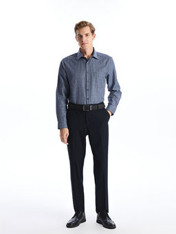 Regular Fit Uzun Kollu Ekose Gabardin Erkek G?mlek