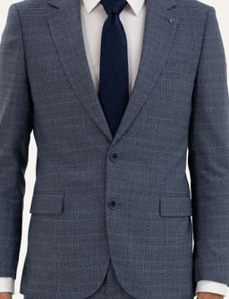 Mavi Slim Fit Kareli Tak_m Elbise
