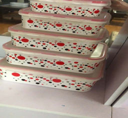 Салатник прямоугольный 5 штук с крышками/ ZH-049 /уп 48/