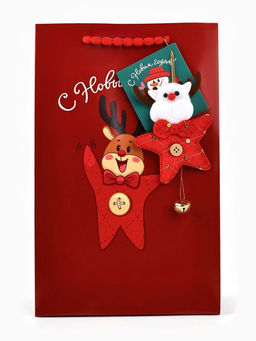 Пакет подарочный С Новым годом, с ёлочной игрушкой и шильдиком, Дед Мороз, 25.5?30?9 см