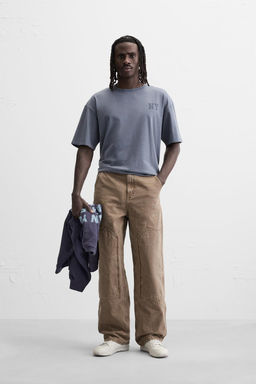 FADED T-SHIRT WITH SLOGANS