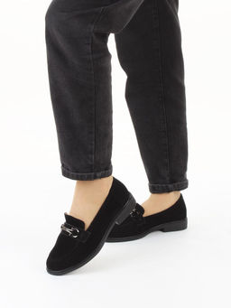 03-DEB16-2 BLACK Лоферы женские (натуральная замша)